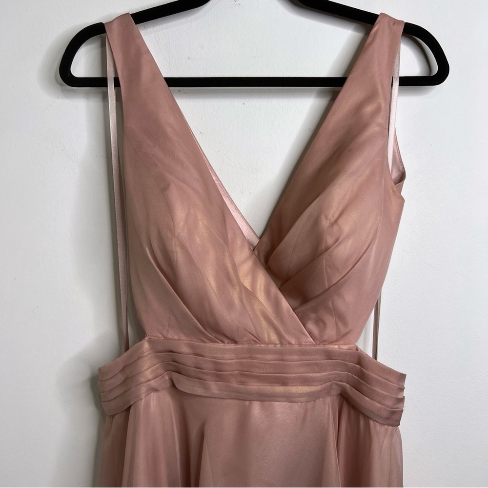 Mac Duggal Cut Out High Low Ruffle Gown NWT Size 12 Formal Dress Rose Gold - Picture 6 of 17